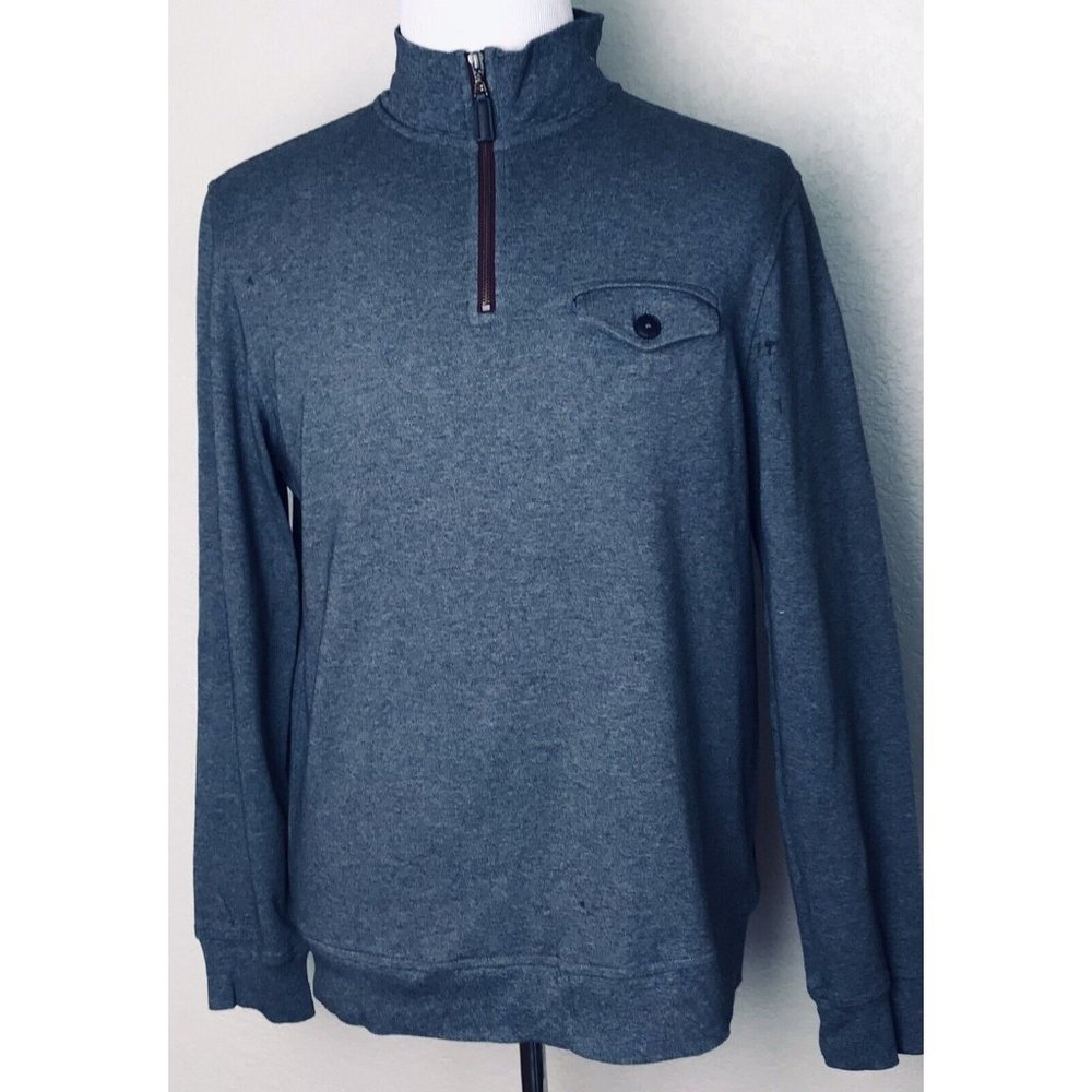 Thomas Parker Mens Gray Pullover Long Sleeve 1/4 Zip Size Large